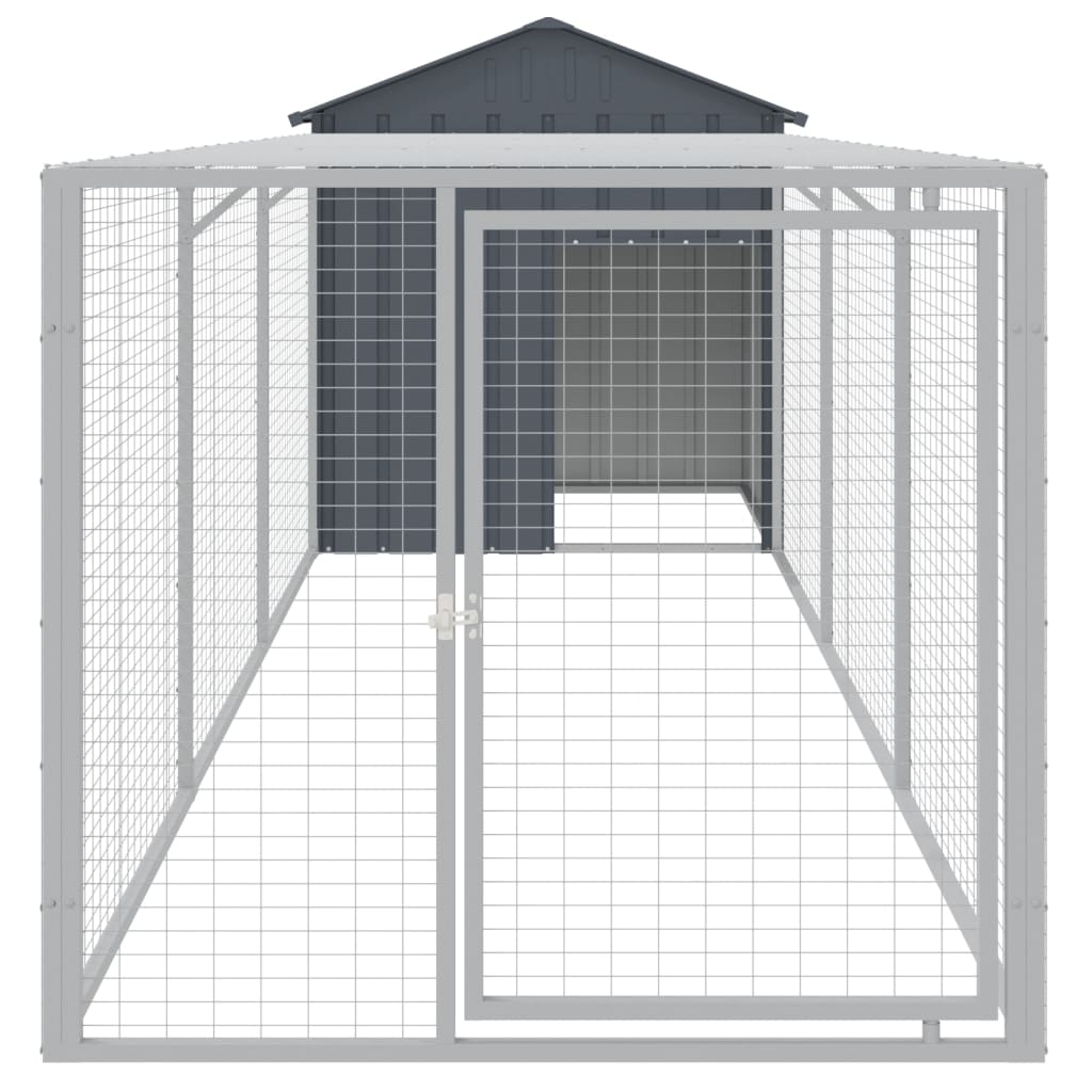 Chicken Coop with Run Anthracite 117 x 405 x 123 cm Galvanized Steel