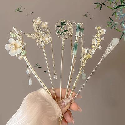 1Pcs New Hair Clip Ancient Chinese Hairpin Palace Hanfu with Tassels Hair Stick Traditional New Chinese Style Hair Insert