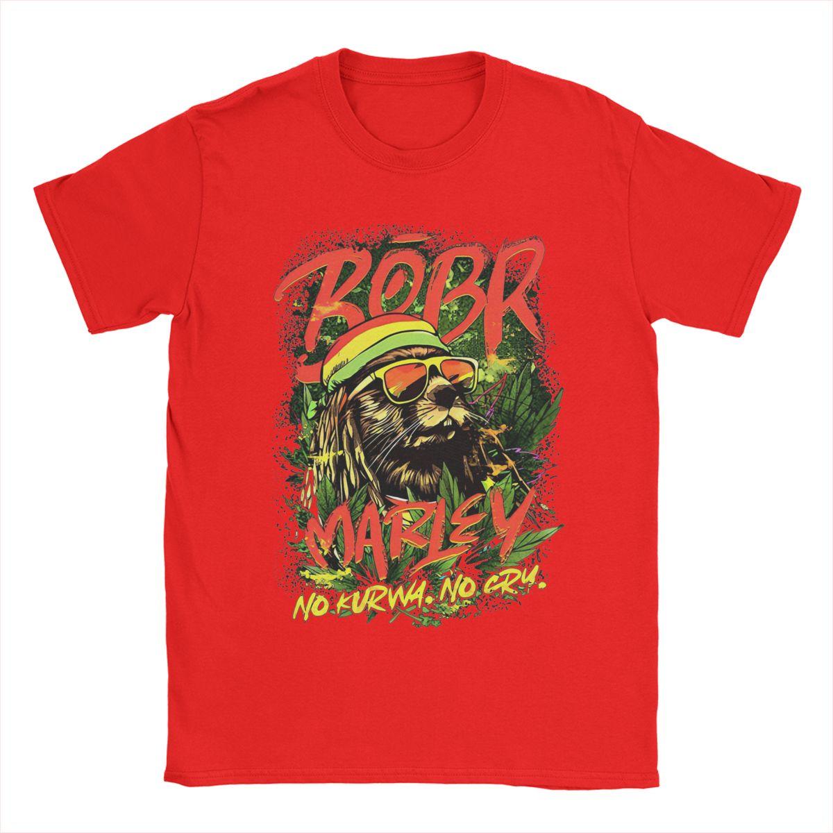 Novelty Bobr Marley No Kurwa No Cry Kurwa Bober Beaver Boberek T-Shirts for Men Cotton T Shirt Short Sleeve Tees Plus Size S