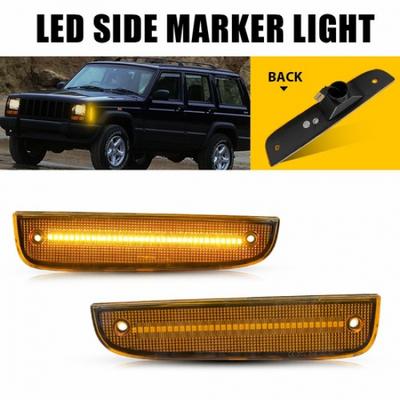 Front LH RH Fender LED Side Marker Light Amber Lens For 1997-2001 Jeep Cherokee