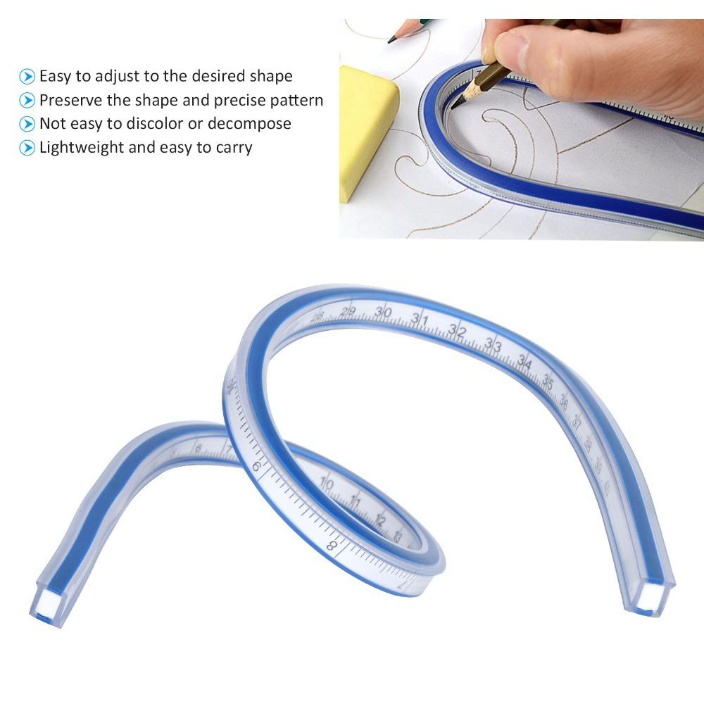 Bendable Flexible Curve Ruler Graduated Soft Measuring Tool Durable Plastic Metric Ruler Sewing 40cm/16in
