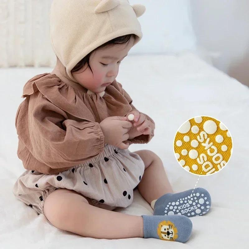 New Winter Spring Anti Slip Baby Socks Cute Cartoon Animal Letter Print Toddler Kids Floor Sock Rubber Soles Baby Boy Girl Socks