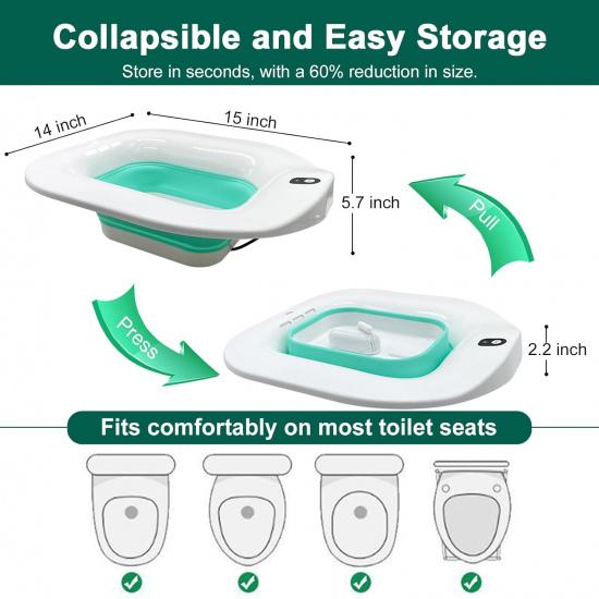 Electric Sitz Bath for Toilet Seat Hemorrhoids Sitz Bath Postpartum Care Tub,Sitz Baths Salts Bowl,Foldable Flusher Bath Basin,Collapsible Sits Bath