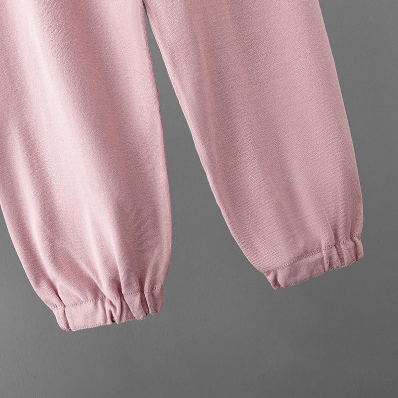Women's Ice Silk Knitted Suits Summer O Neck Short Sleeve Long Pants Large Two Piece Set