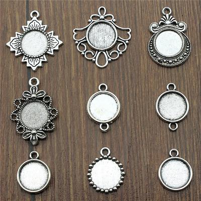 20 Stück Passend für 12mm Runde Glas Cabochon Fassung Anhänger Schale Für Schmuck DIY Herstellung Antik Silber Farbe FM4018