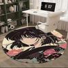 1pc Anime Design Round Carpet Floral Kimono Pattern Chair Mat for Office, Home Decor, Living Room, Bedroom