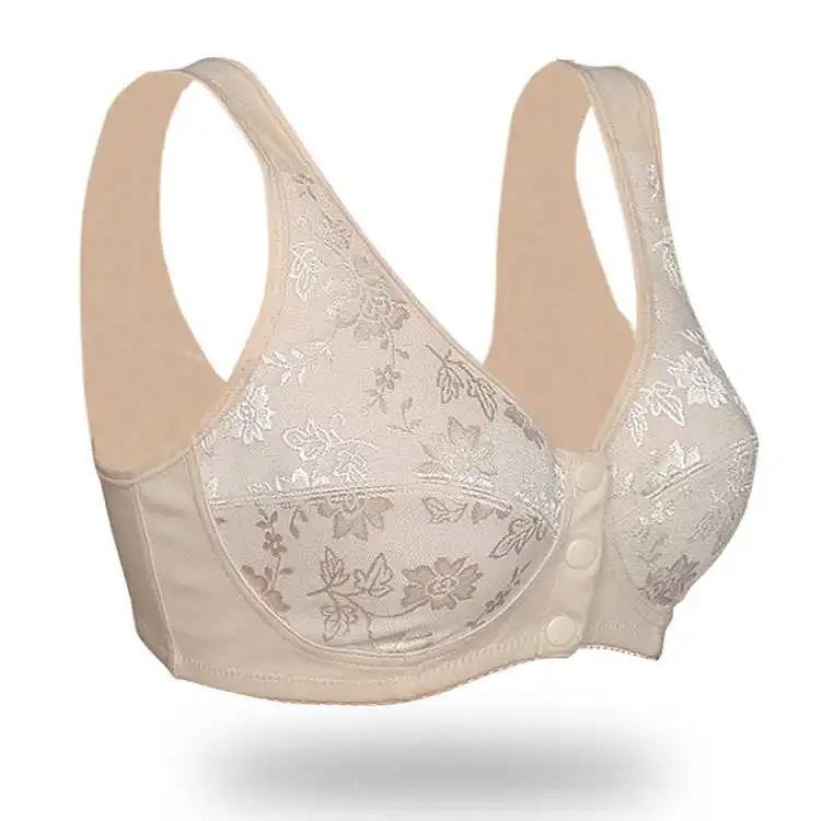 No Steel Ring Wrap Chest Front Button Underwear Vest Style Lace Bra Thin and Large Size Gathering Bra