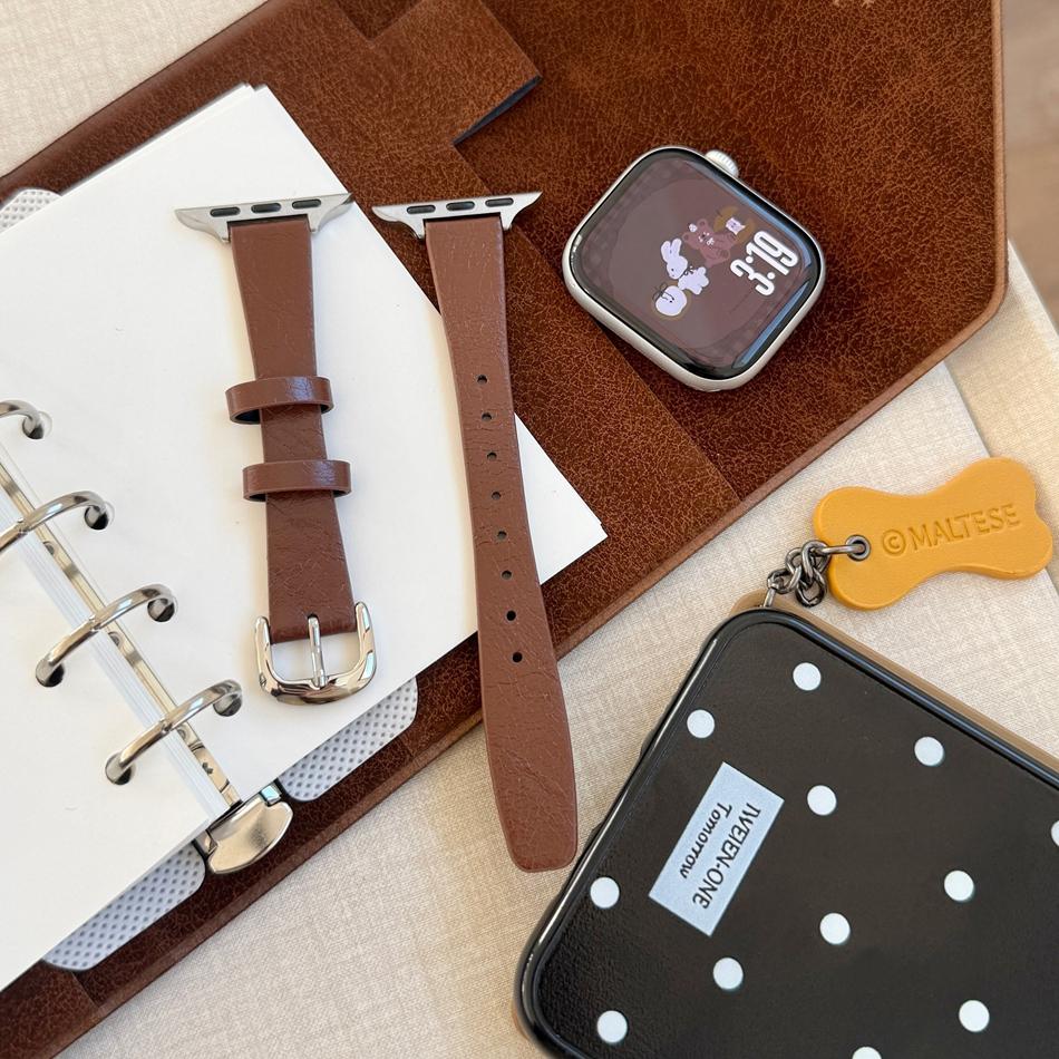 

Vintage Solid Color Leather Strap For Apple Watch Band S11/10/9/8/7/SE/6/5/Ultra IWatch 49/46/45/44/42/41/40/38mm Slim Bracelet 38mm