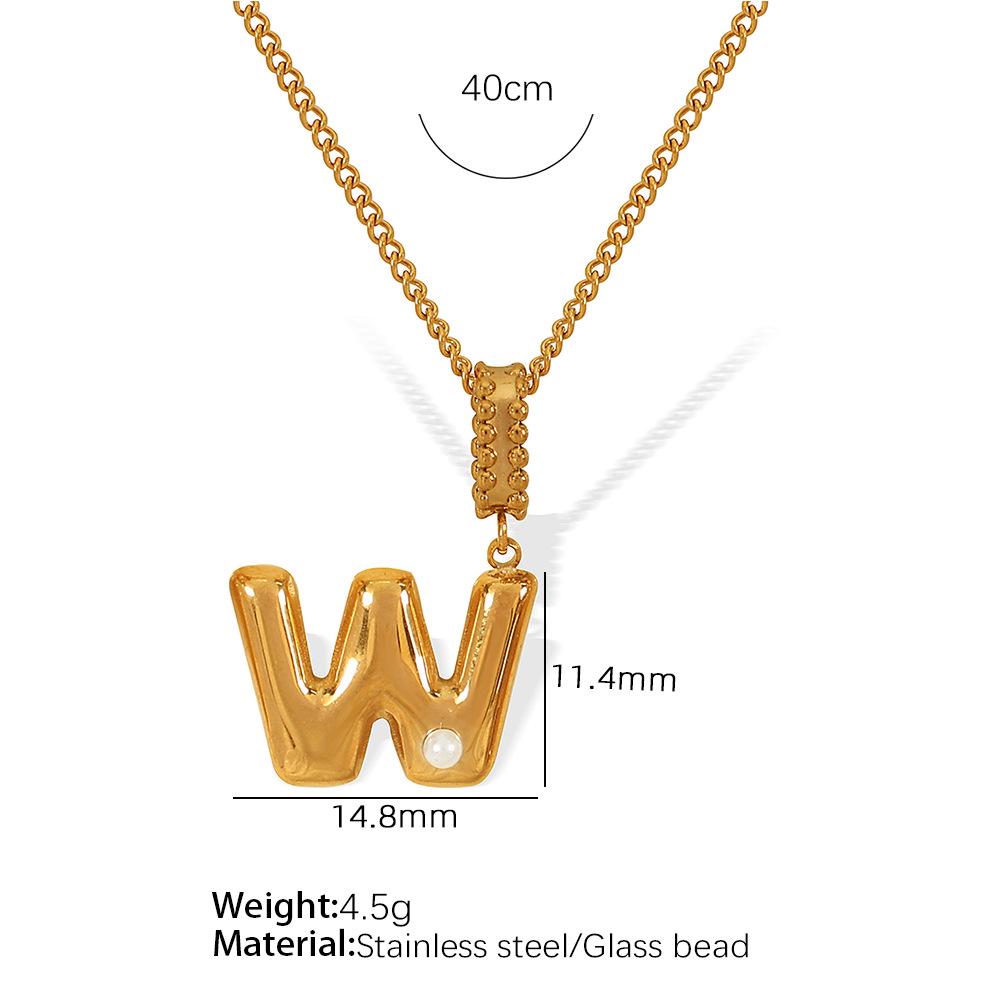 18k Gold-Plated Titanium Steel Bubble Letters Necklace for Women