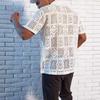 Men's Mesh Hollow-Out Short Sleeve Casual Button Shirt - Summer See-Through Twist Design