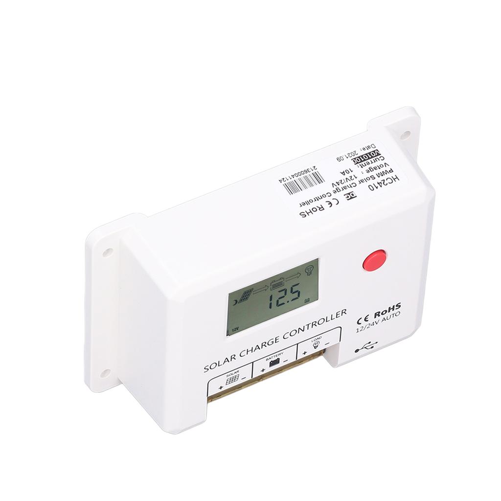 PWM Solar Charge Controller 10A IP32 Protection LCD Display 12V/24V Automatic Recognition For RVs Ba