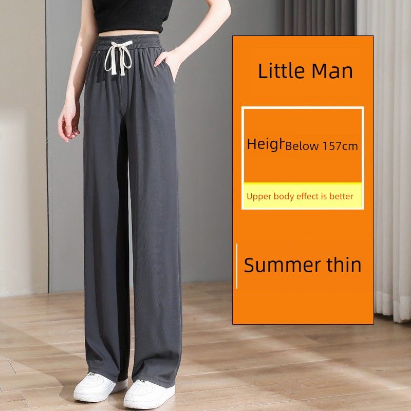 

Летние тонкие женские брюки из ледяного шелка, узкие/широкие, защита от солнца, трендовые, драпирующиеся, спортивные, быстросохнущие, капри, маленькие повседневные брюки Dark gray L