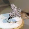 Sterling Silver Exquisite Big Butterfly White Zircon Ring Full Of Diamonds For Ladies Jewelry Party Wedding Birthday Gift