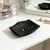 Small Countertop Soap Stand 3D Printed Dish, Minimalist Wave Design Bathroom Holder, Ring Earring Storage Plate Shower Tray for Bathroom, Kitchen