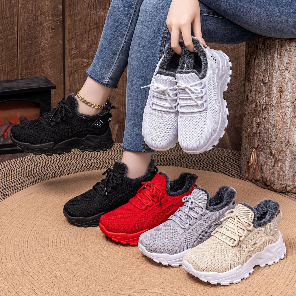Cotton shoes winter new velvet thickened boots shallow mouth thick sole cotton boots lightweight short boots cold-proof and warm boots