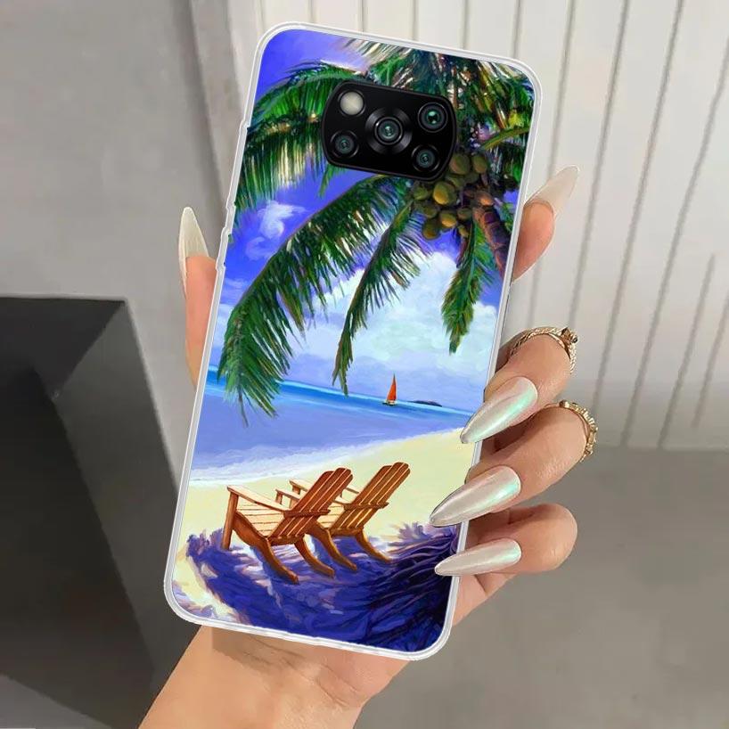 Summer Beach Sunset Sea Palm Tree Phone Case for Xiaomi Poco X5 X6 X7 Pro F7 Ultra M7 Redmi 15 15C 13 13C 12 12C 10 10A 10C 9 9A