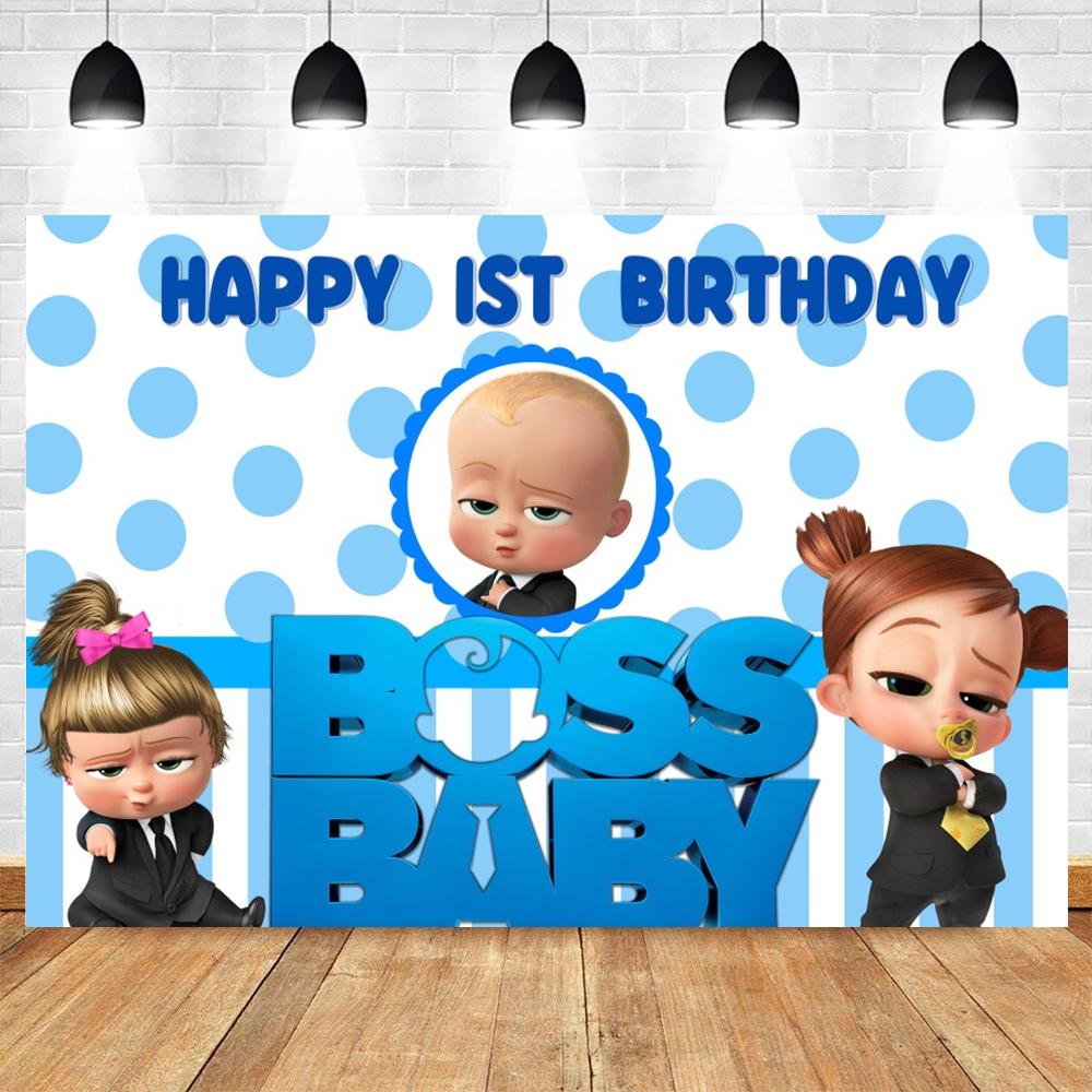 Boss Baby Thema Achtergrond Meisje Jongen Verjaardagsfeest Kinderkamer Decoratie Fotografie Achtergrond Gepersonaliseerd Naam Poster Banner