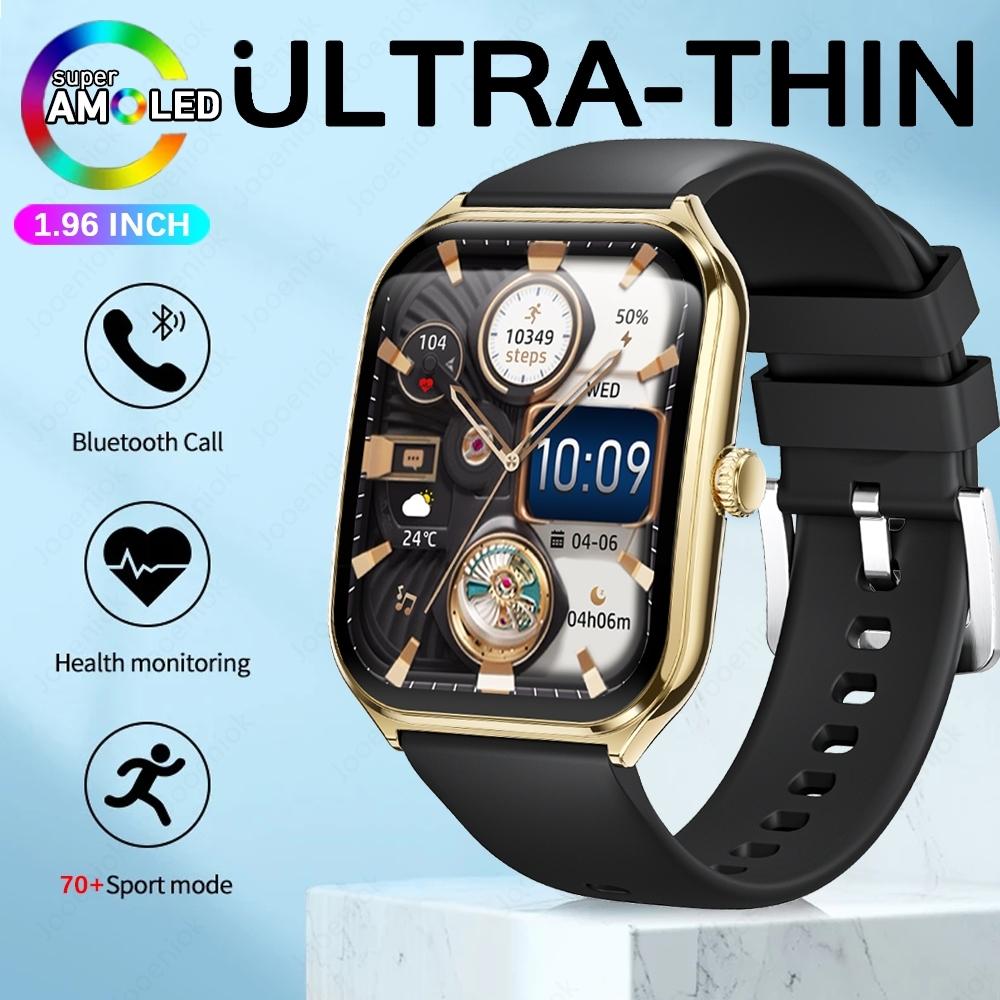 New Ultra Thin Smart Watch Men AMOLED Ultra HD Heart Rate Sports Bracelet Always Display Time BT Calling Smartwatch