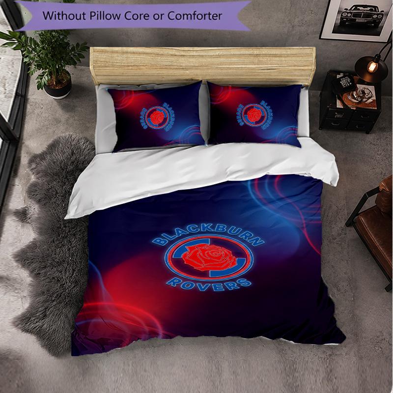 Set Biancheria da Letto Calcio Blackburn Rovers 3 Pezzi Morbido Copripiumino con Federe Set Decorazione Camera da Letto per la Casa