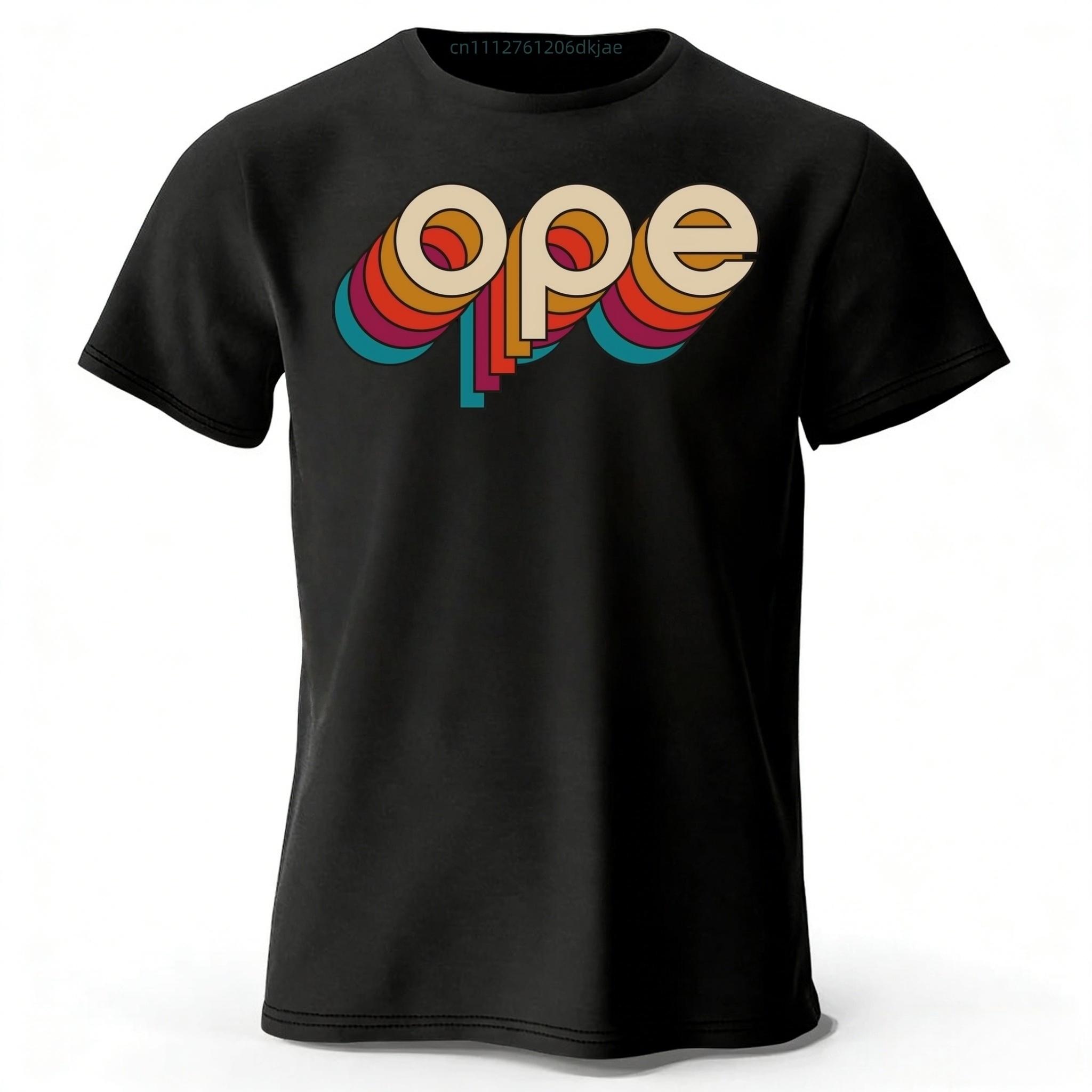 

Retro Rainbow Gradient ope Letter Print Mens Pure Cotton Short Sleeved Comfortable Fashionable Soft Loose Sports Tshirt Top M