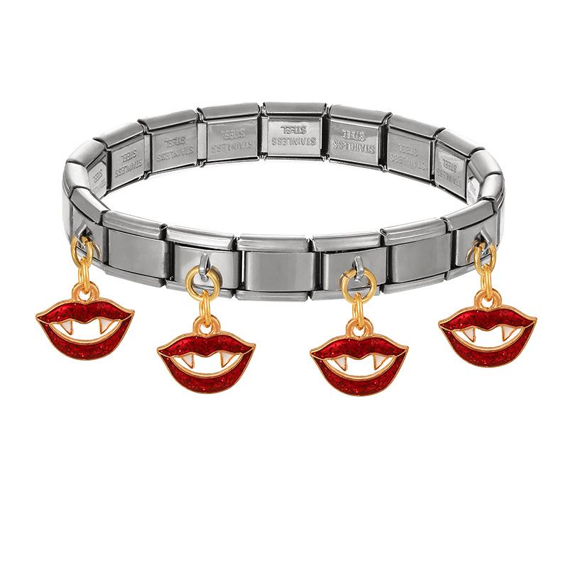 Жуткий браслет-подвеска на Хэллоуин с тыквой-черепом и зубами вампира