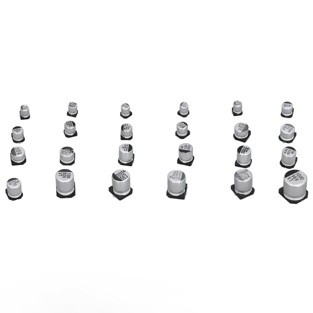 400Pcs 24 Values Electrolytic Capacitor Black SMD Aluminum Electrolytic Capacitors Assortment Kit