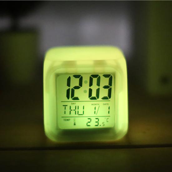 Digital Clock Multifunctional Temperature Display Alarm Clock Square Color Changing Electrical Alarm Clock for Office