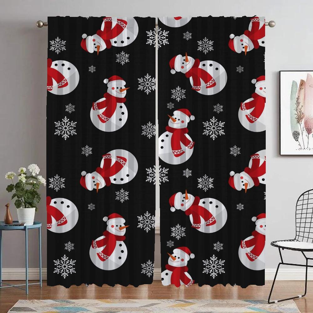 

Christmas Curtains Child Room Shades Tulle for Bedroom Living Room Curtain Home Interior Curtains 2 Pieces Halloween Decoration W50xH70cmx2pcs-CL