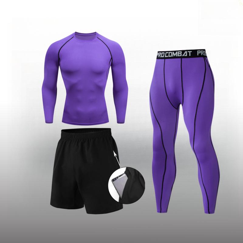 Men's Cross-Border Fitness Compression Set: Tight Base Layer for Sports, Basketball, Football, Running, and Yoga.