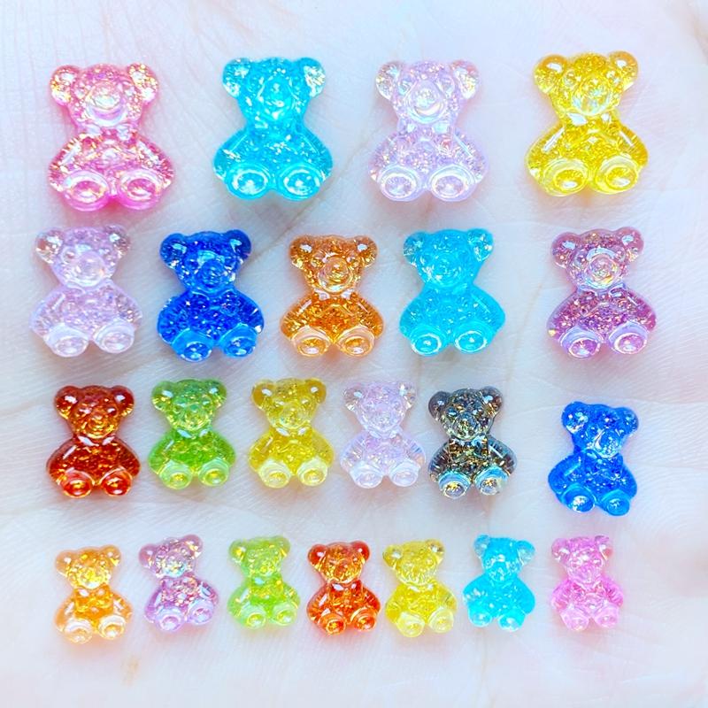 50/60/70/80Pcs Kawaii Cute Mini Shining Bear Flat back Resin Cabochons Scrapbooking DIY Jewelry Craft Decoration Accessorie K94