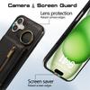 For iPhone 16 Leather Back Cover Zipper Wallet Kickstand Phone Case with Shoulder Strap