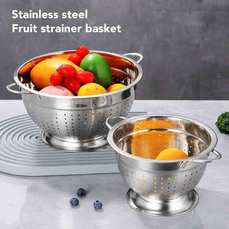 Fruit Strainer Basket Multipurpose Stainless Steel Vegetable Fruit Kitchen Colander Bowl For Pasta Fruit Noodle 26cm / 10.2in