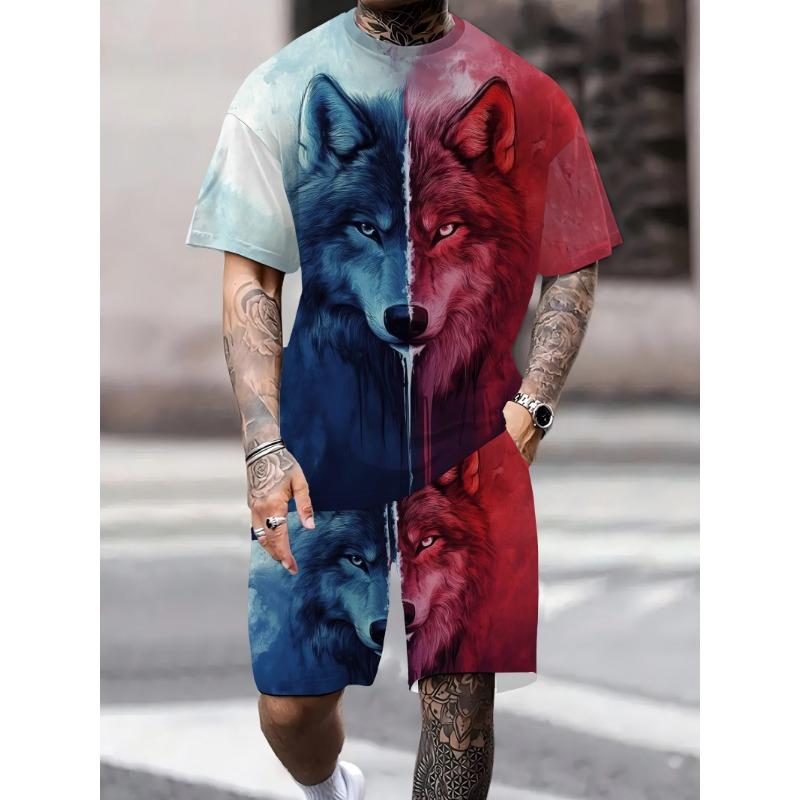 2025 Summer Daily Casual Men's T-shirt and Shorts Set Urban Street Fashion Men's Short Sleeves Outdoor Sports Men's Shorts 3D Pr