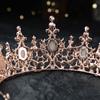 Barock Luxus Versilbert Kristallperlen Braut Tiara Krone Strass Festzug Diadem Cz Stirnbänder Hochzeit Haarschmuck
