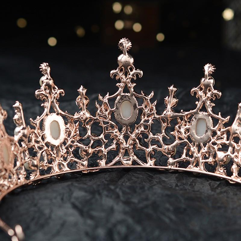 Barock Luxus Versilbert Kristallperlen Braut Tiara Krone Strass Festzug Diadem Cz Stirnbänder Hochzeit Haarschmuck