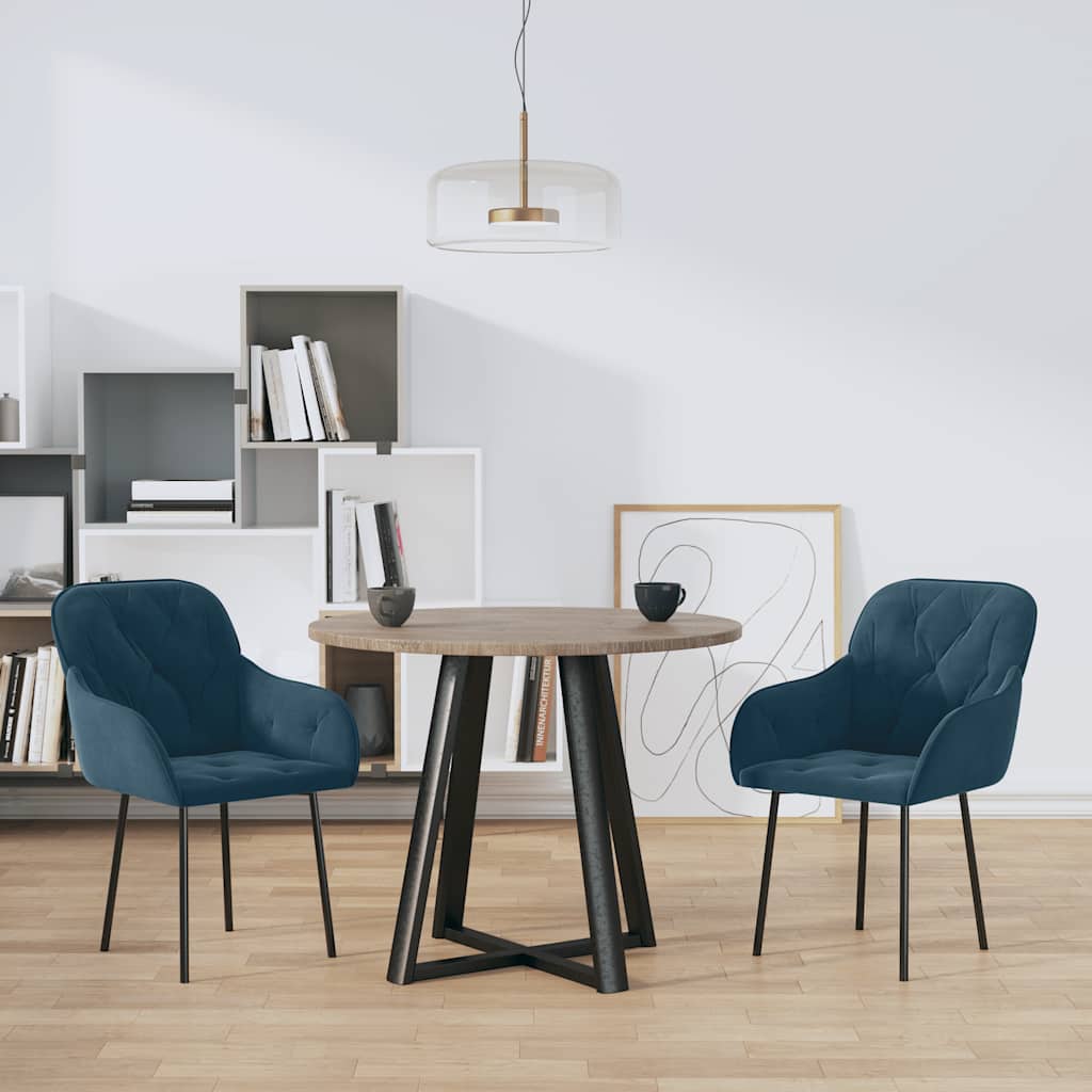Dining Chairs 2 Pcs Blue Velvet