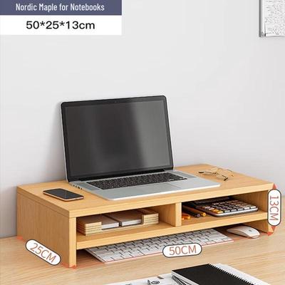BIAZE Dual-Layer Wooden Monitor Riser & Desk Organizer