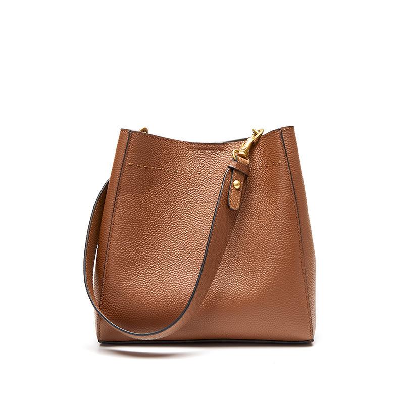 

Tote Bag First Layer Cowhide Retro Leather Women S Bag Large Capacity Bucket Bag Versatile Shoulder Messenger Bag верблюд