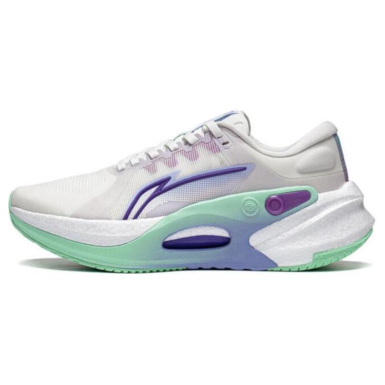 New LiNing Furious Rider 7.0 Cushioning Low Top Midsole Technology Running Shoes Women's White Purple ARZT004-13