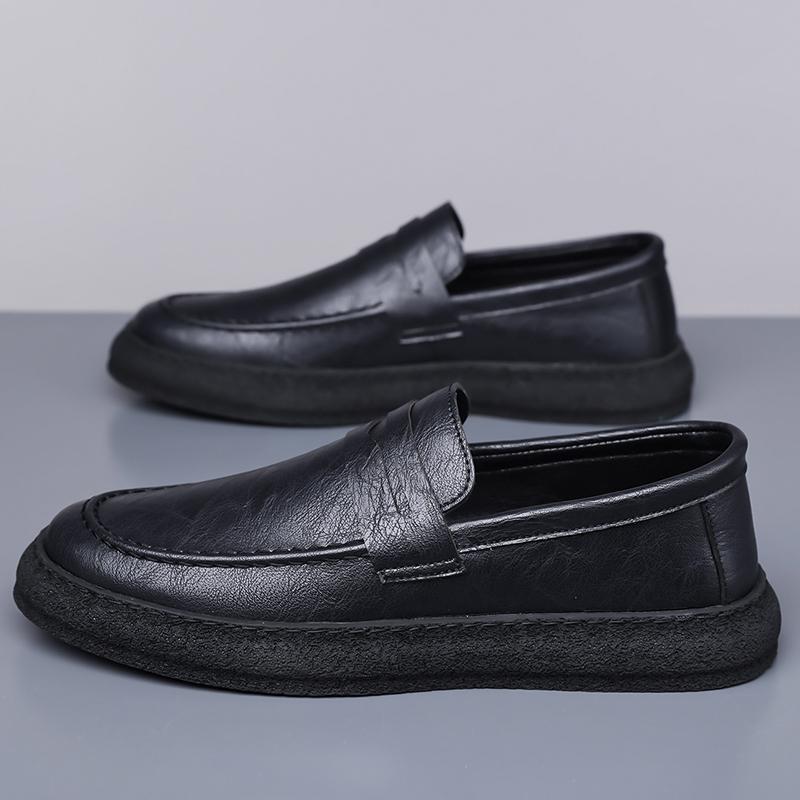 Fashion 2025 New Men's Casual Leather Loafers Outdoor Slip-On Breathable Business Soft Bottom Shoes Lightweight Non-Slip Driving Shoes