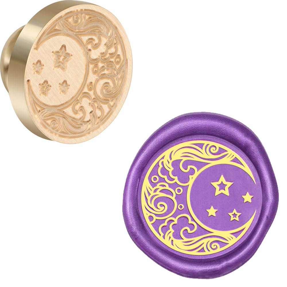 Witch Moon Theme Wax Seal Stamp Replaceable Sealing Wax Stamp 25mm Brass Head for Halloween Invitations Envelope Cards Decoratio