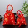 Wrist Bag Canvas Flower Drawstring Bag Chinese Style New Year Bucket Bag Festive Sugar Bag  Party