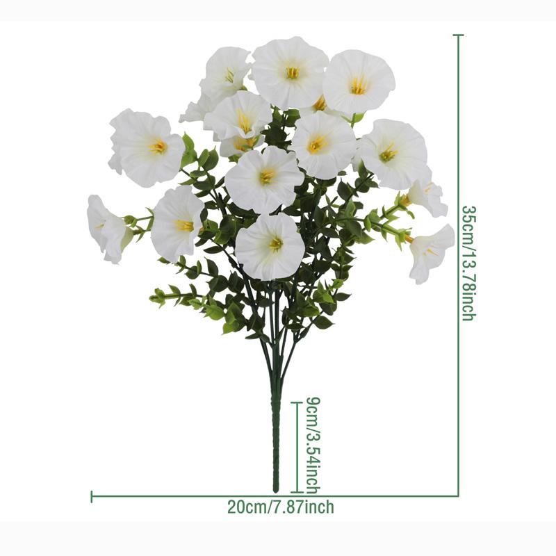 4 Bundles Artificial Flowers Outdoors Fake Flowers Realistic Bonsai Shrub Garden Home Decor Morning Glory Vibrant