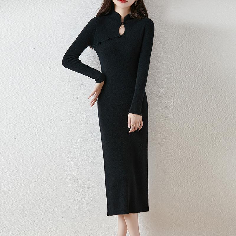 Women Sweater Dress 100% Wool MODERN NEW SAGA Knit Long Pullover Winter Jumpers Wool Long Dress Female