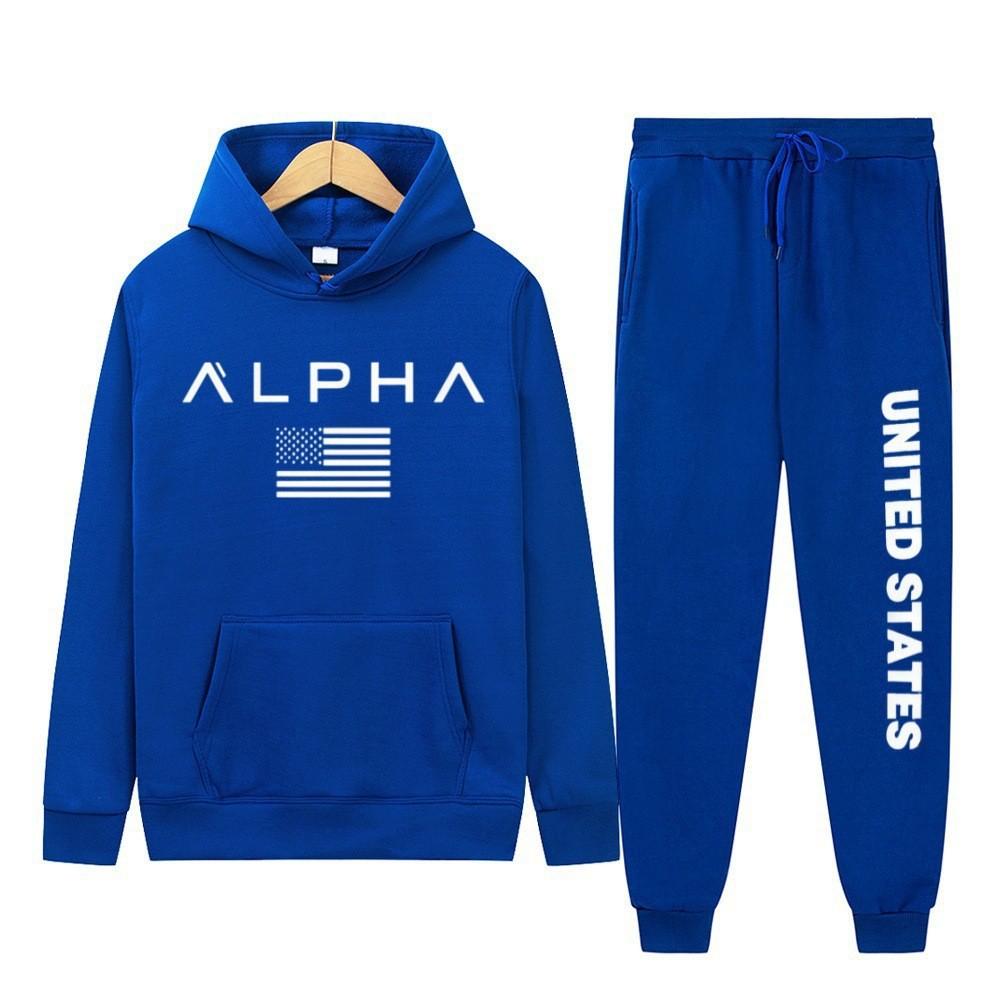 New letter printing two-piece hooded sweater autumn and winter men's casual sports hoodie men's