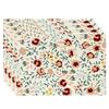 4Pcs Boho Floral Placemats Set, Abstract Flower Print Table Mats, Non-Slip & Heat Resistant, Linen-Look Dining Decor