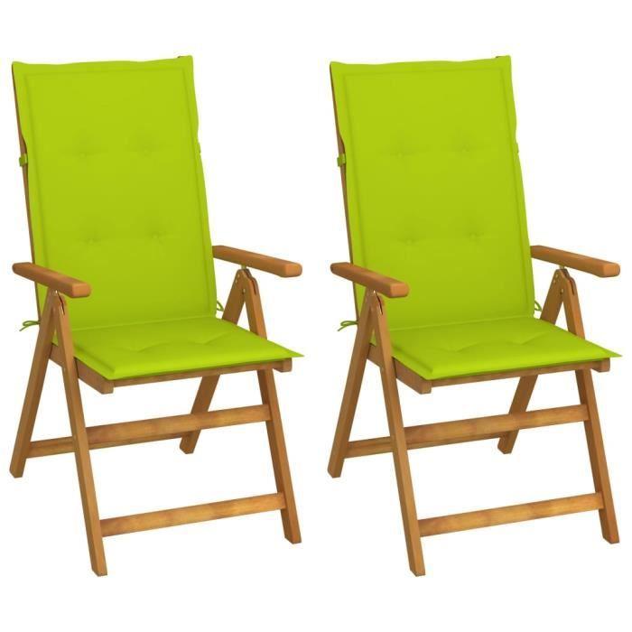 VidaXL Chaises inclinables de jardin 2 pcs avec coussins Bois d'acacia
