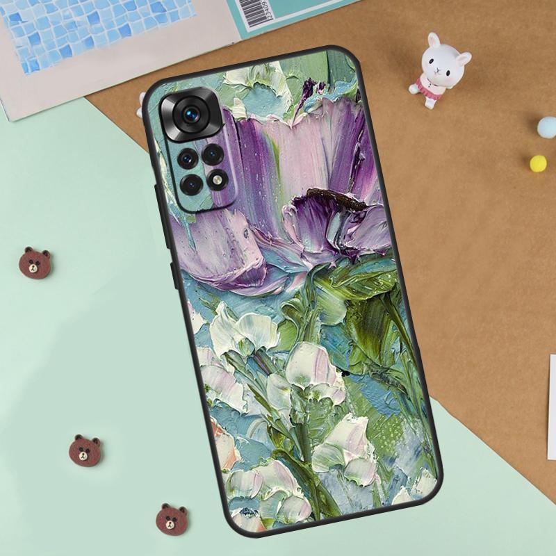 Oil Painting Boho Flower Art Case For Xiaomi Redmi 14C 10C 12C 13C Cover For Redmi Note 13 Pro 14 9 10 11 12 10S 11S 12S
