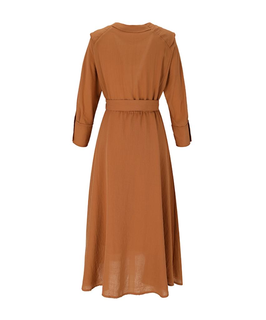SOUP Big Collar Belted Long Dress (Oy4Opca)