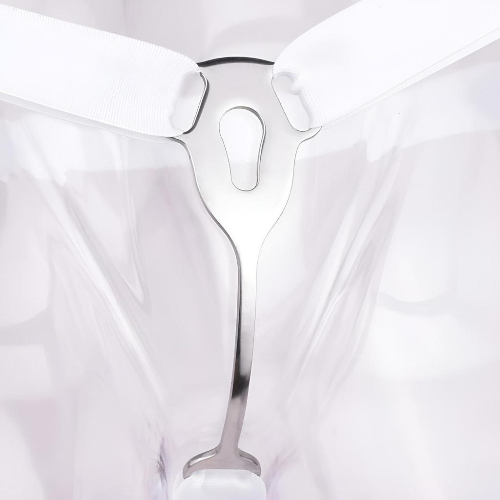 FRRK Metallkäfig für männliche Keuschheit mit Imitation Vagina für Transgender und kleine Penisse, Gebogener Haken Klebe-Typ CB-Schloss.